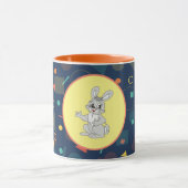 Cute Bunny Art on Colorful Pattern マグカップ (中央)