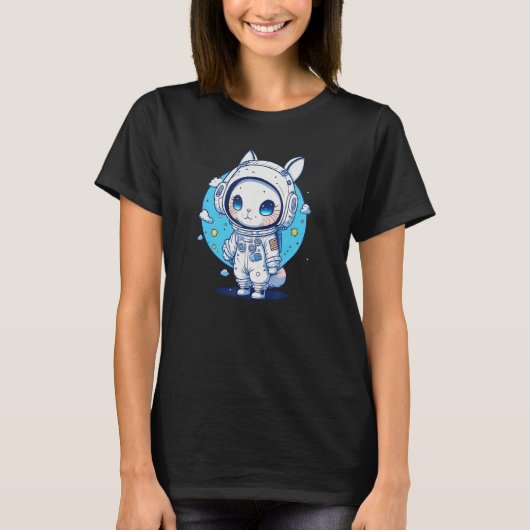 Cute Bunny Astronaut Spacesuit Helmet Love Bunnies Tシャツ (正面)
