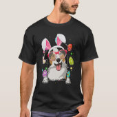 Cute Bunny Australian Shepherd Dog Face Easter Egg Tシャツ (正面)