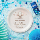 Cute Bunny Baby Shower Favor Sticker ペーパープレート (パーティー)