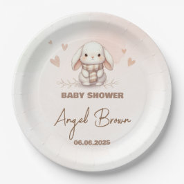 Cute Bunny Baby Shower Favor Sticker ペーパープレート