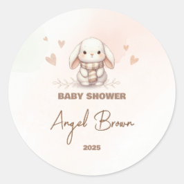 Cute Bunny Baby Shower Favor Sticker ラウンドシール