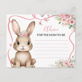 Cute Bunny Baby Shower Girl Advice For Mommy エンクロージャーカード