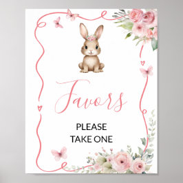 Cute Bunny Baby Shower Girl Favors ポスター