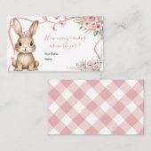 Cute Bunny Baby Shower Girl How Many Candies エンクロージャーカード (正面/裏面)