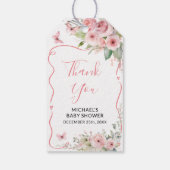 Cute Bunny Baby Shower Girl Pink Floral ギフトタグ (裏面)