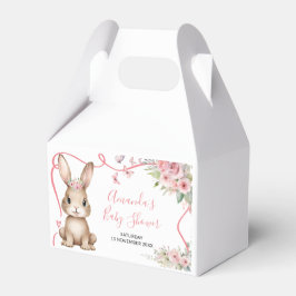 Cute Bunny Baby Shower Girl Pink Floral フェイバーボックス