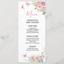 Cute Bunny Baby Shower Girl Pink Floral メニュー