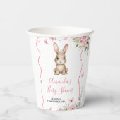 Cute Bunny Baby Shower Girl Pink Floral 紙コップ (裏面)