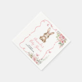 Cute Bunny Baby Shower Girl Pink Floral Paper スタンダードカクテルナプキン (角)