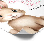 Cute Bunny Baby Shower Girl Pink Floral Welcome ポスター (角)
