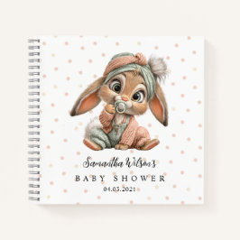 Cute Bunny Baby Shower Guest Book ノートブック