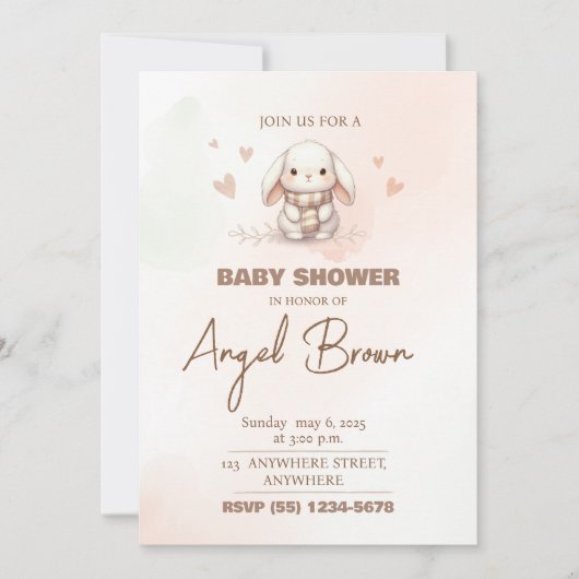 Cute bunny baby shower invitation シーズンカード (正面)
