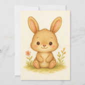 Cute Bunny Baby Shower Invitation | Pink Floral De 招待状 (裏面)