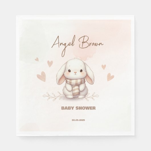 Cute Bunny Baby Shower napkin スタンダードランチョンナプキン (正面)