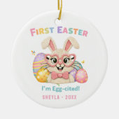 Cute Bunny Baby's First Easter  セラミックオーナメント (正面)