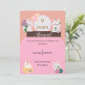 Cute Bunny Birthday Invitation 招待状 (スタンド正面)