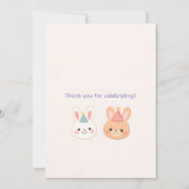 Cute Bunny Birthday Invitation | Pastel Kids Birth 招待状 (裏面)