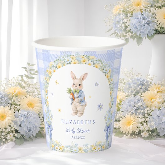 Cute Bunny Blue Baby Shower Paper Cups 紙コップ