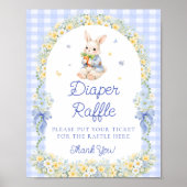 Cute Bunny Boy Baby Shower Diaper Raffle ポスター (正面)