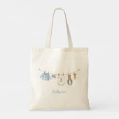 Cute Bunny Boy Clothesline Baby Shower  トートバッグ (裏面)