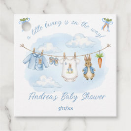 Cute Bunny Boy Clothesline Baby Shower フェイバータグ