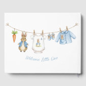 Cute Bunny Boy Clothesline Baby Shower Guestbook ゲストブック (裏面)