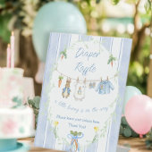 Cute Bunny Boy Clothesline Diaper Raffle Sign 台座サイン