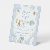 Cute Bunny Boy Clothesline Diaper Raffle Sign 台座サイン (正面)