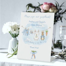 Cute Bunny Boy Clothesline Sign Our Guestbook Sign 台座サイン