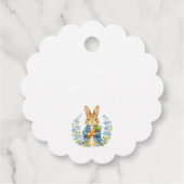 Cute Bunny Boy Floral Blue Bow Baby Shower フェイバータグ (裏面)