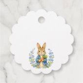 Cute Bunny Boy Floral Blue Bow Baby Shower  フェイバータグ (裏面)