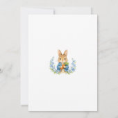 Cute Bunny Boy Floral Blue Bow Baby Shower 招待状 (裏面)