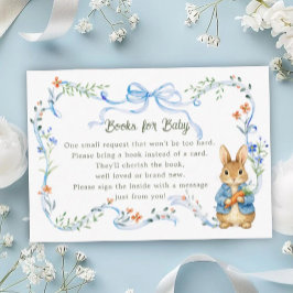 Cute Bunny Boy Floral Blue Bow Books for Baby  エンクロージャーカード