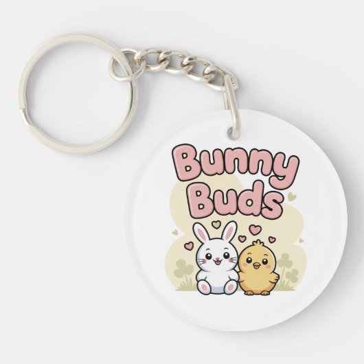 Cute Bunny Buds Easter Keychain キーホルダー (正面)