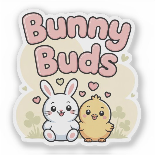 Cute Bunny Buds Easter Sticker シール (正面)