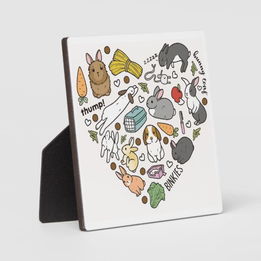  Cute Bunny Bunnies Reusable friendly Bunny Lover フォトプラーク (正面)