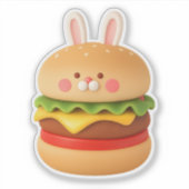 Cute Bunny Burger Character Custom Sticker シール (正面)
