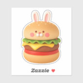 Cute Bunny Burger Character Custom Sticker シール (シート)