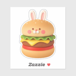 Cute Bunny Burger Character Custom Sticker シール