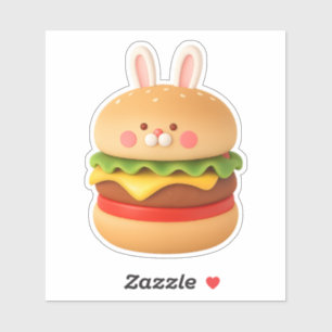 Cute Bunny Burger Character Custom Sticker シール