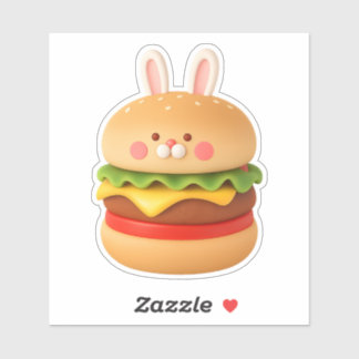 Cute Bunny Burger Character Custom Sticker シール