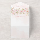 Cute Bunny, Butterfly, Pink Flowers, Baby Shower オールインワン招待状 (外側)