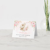 Cute Bunny, Butterfly, Pink Flowers, Baby Shower サンキューカード (正面)