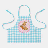 Cute Bunny Carrot & Daisy Gingham エプロン (正面)