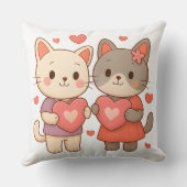 Cute Bunny Cats Heart Throw Pillow クッション (裏面)