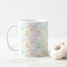Cute Bunny Chick & Lamb Easter Pattern コーヒーマグカップ