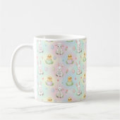 Cute Bunny Chick & Lamb Easter Pattern コーヒーマグカップ (左)