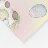Cute Bunny Chick & Lamb Easter Pattern フリースブランケット (角)