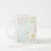 Cute Bunny Chick & Lamb Easter Pattern フロストグラスマグカップ (左)